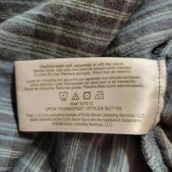 Eddie Bauer Men's Extra Large Blue Gray Long Sleeve Casual Button Down - Picture 11 of 11